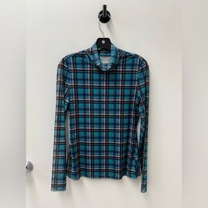 Rebecca Taylor La Vie Plaid Mesh Turtleneck Blouse
